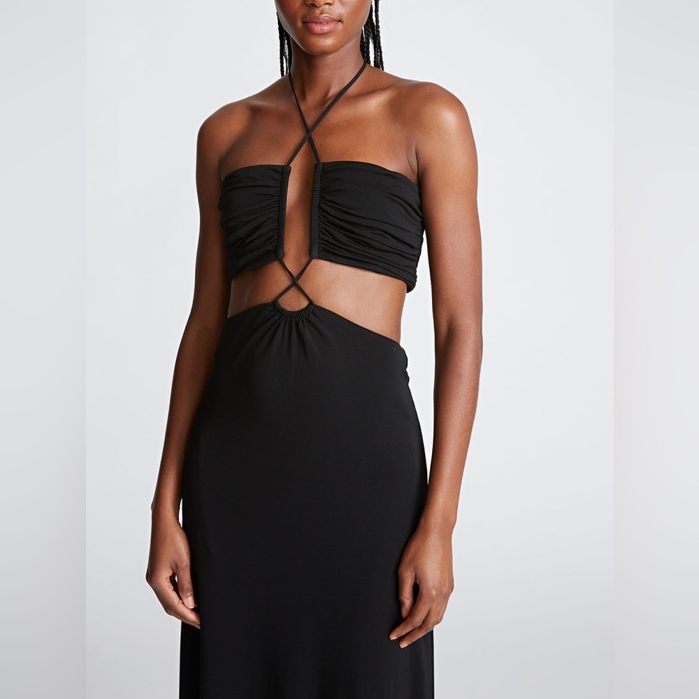 Halston EVA Black GOWN IN MATTE JERSEY Size 14